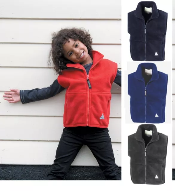 Bambini Ragazzi Rosso O Blu senza Maniche Gilet IN Pile Smanicato