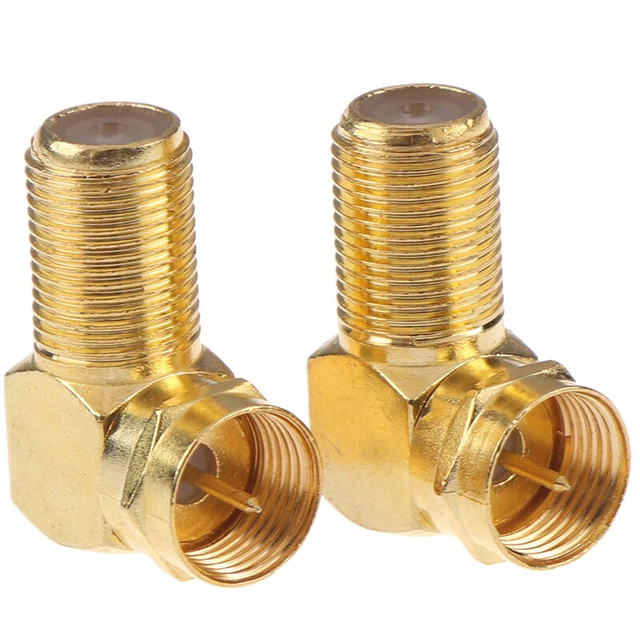1Pc Copper F Male Plug to F Female Jack Right Angle Adapter 90 Degree Coax C_tu