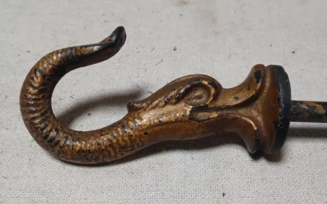 Antique Victorian 3 1/2” Dolphin / Fish Brass Hook Ceiling Light Hanger