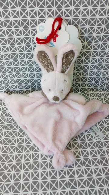 Doudou lapin plat rose bandana marron Simba Toys Nicotoy Neuf