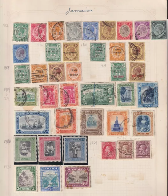 Jamaica. 1912-32. Used & mounted mint examples hinged on page.