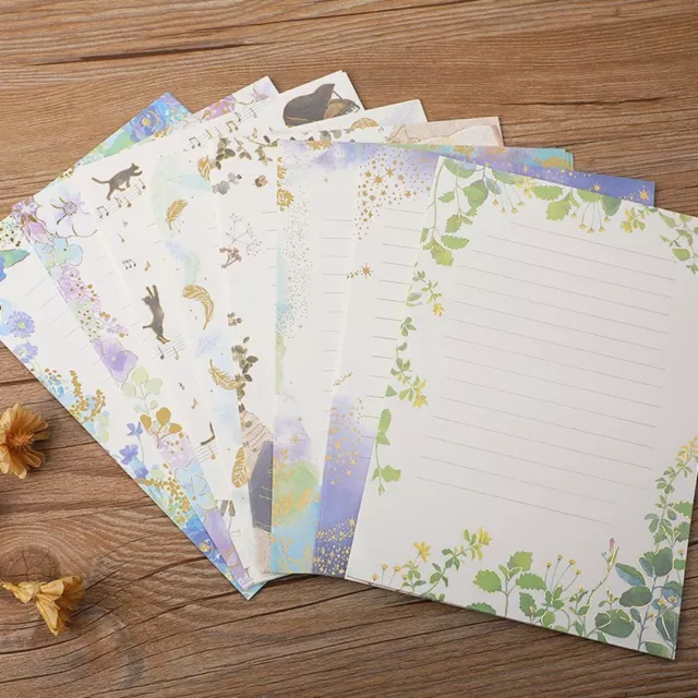 8/64 sheets Gold Foil Stationery Paper A5 Writing Paper Letter Paper Set  Office