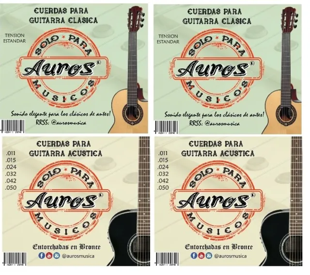 Cuerdas para Guitarra Clásica y Guitarra Acústica de la marca española AUROS