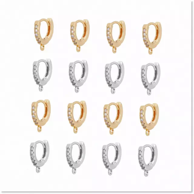 Stunning 16Pcs 2 Colors Zirconia Huggie Hoop Earring - 24K Gold Plated Round Hug