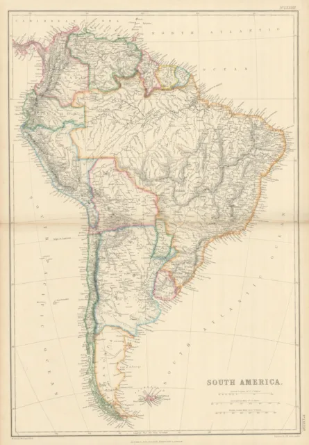 South America by Joseph Wilson Lowry. Banda Oriental. Patagonia 1860 old map