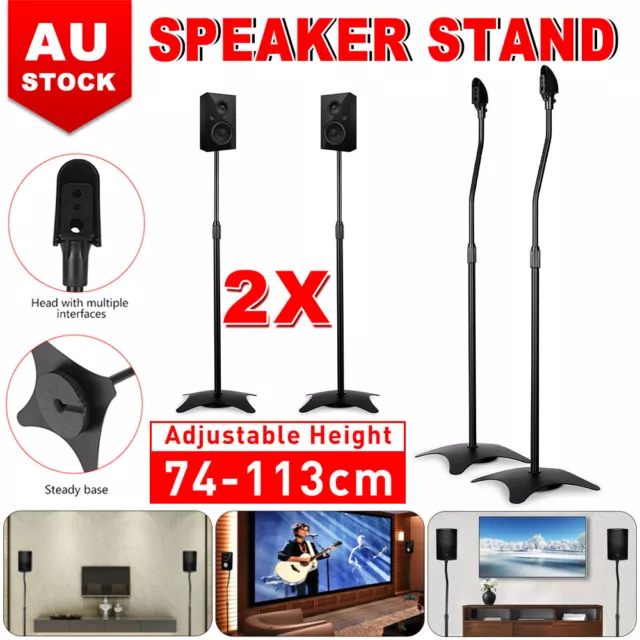 2X Height Adjustable Speaker Stands Floor Stage Rear Surround Sound Mount Tripod