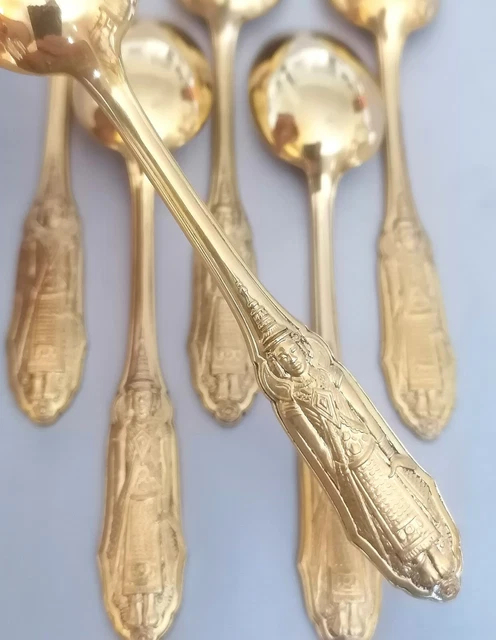 6 cuillères à café Art Nouveau en métal argenté - modèle Cacao