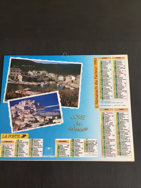 La Poste - PTT - Calendrier, Almanach du Facteur 1993 CORSE ILE DE BEAUTE