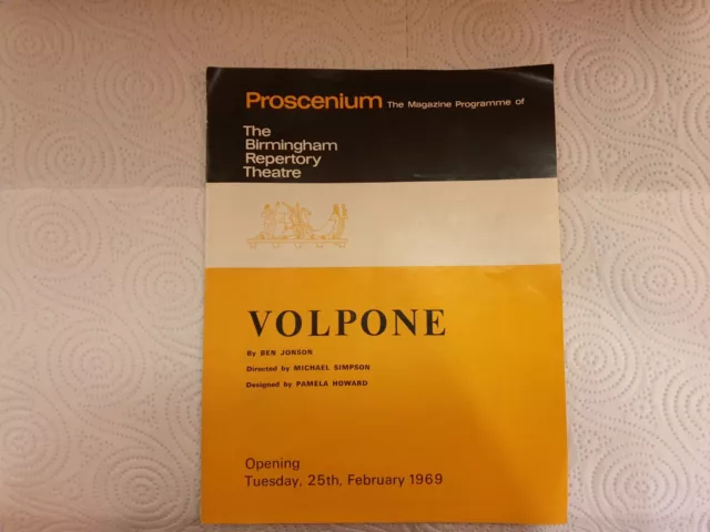 Vintage  Birmingham Repertory Theatre Programme VOLPONE - 1969