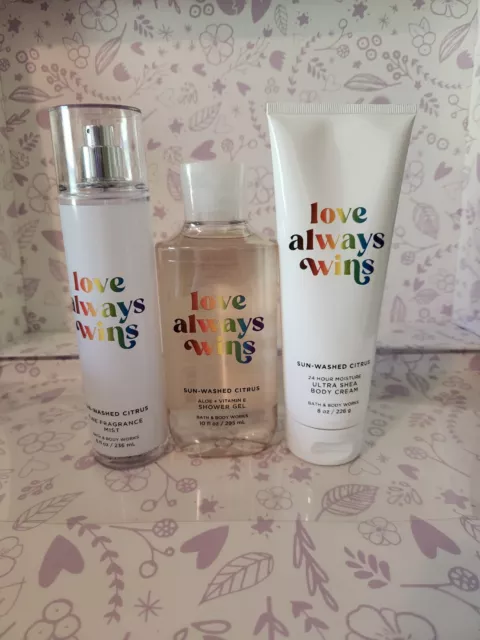 Bath & Body Works ~ SUN-WASHED CITRUS  Cream Gel  Spray NEW ~ Love Always Wins