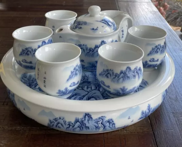 Porcelain Chinese Ceremonial Tea Set 8 Piece