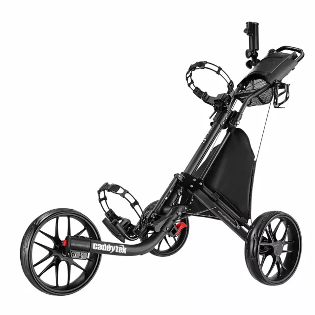 CaddyTek CaddyLite EZ-Fold Pro 3 Wheel Golf Buggy / Push Cart - Dark Grey