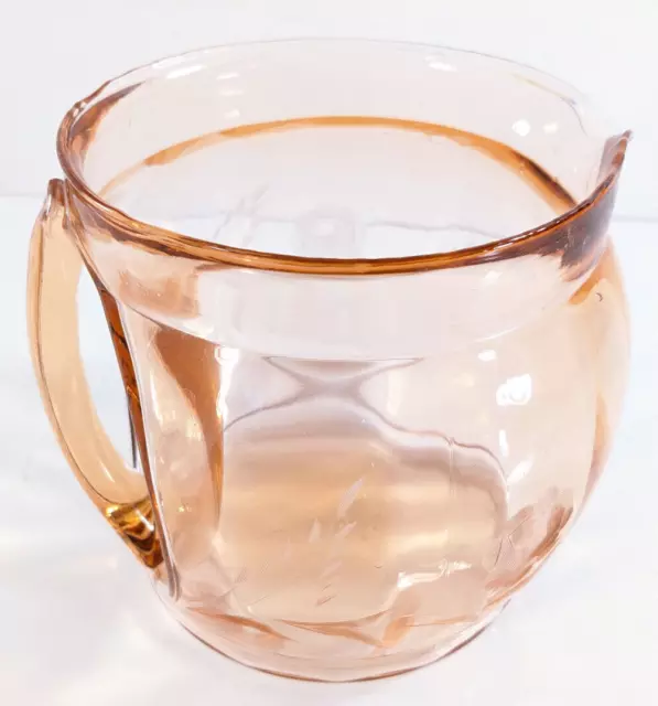 Depression Glass Batter Jug Pink Etched Rose Pattern