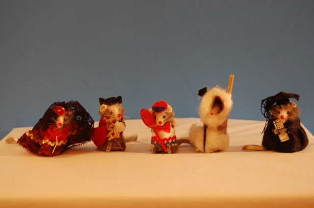 Lot of Five Vintage “Original Fur Toys" Small Assorted Mice