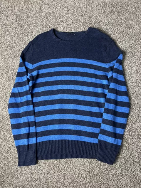 Gap Mens Blue Striped Sweater Size XL 100% Cotton Thick Stripe EUC X-Large