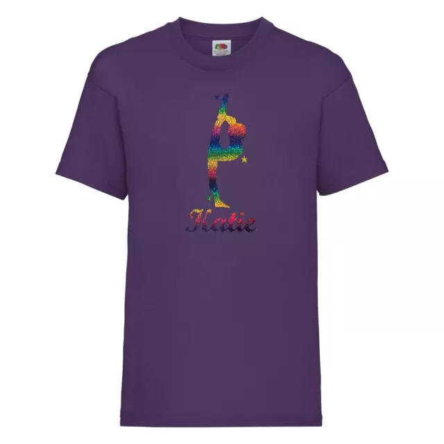 T-shirt design ginnastica BAMBINI personalizzata con il tuo nome top età 3-13 NUOVA 2