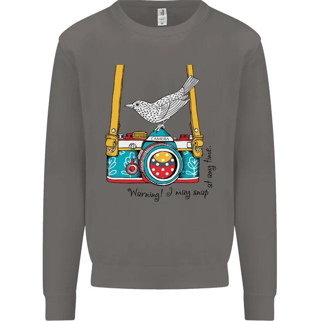 Felpa maglione uomo fotocamera con fotografo di uccellini fotografia 3
