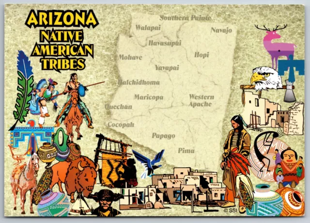 ARIZONA MAPS NATIVE American Tribes Navajo Hopi Pima Apache Unused 6x4 ...