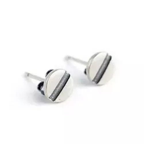 1Pair Round Nail Stud Earrings Silver Color Earring Studs Women Men Jewelry Gift