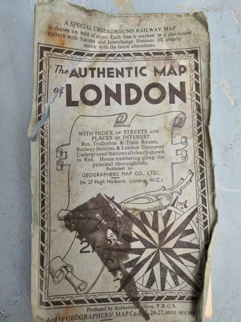 Vintage - The Authentic Map of London Alexander Gross                        H16