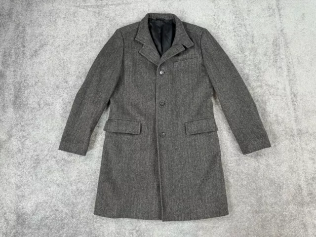 Hugo Boss Jacket Mens 42 R Gray Cashmere Wool Herringbone Designer Luxury