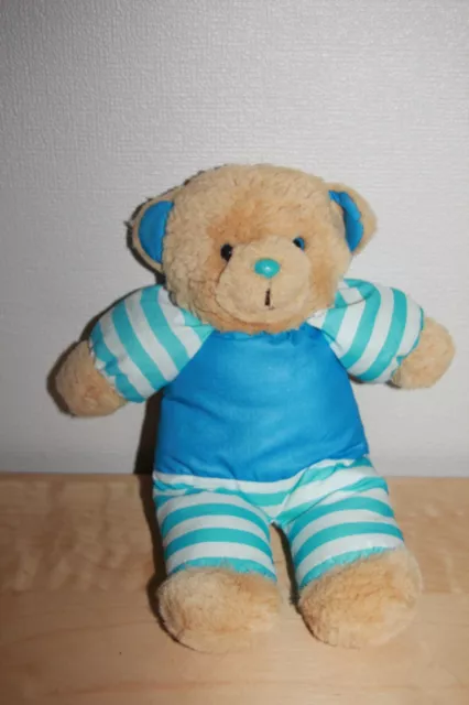 PAMPERS ? Doudou peluche OURS RAYE BLEU BLANC 30 CM