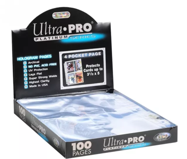 10 Ultra PRO Platino 4 Tasca 3 1/2 x 5 1/4 Foto Cartolina Pagine