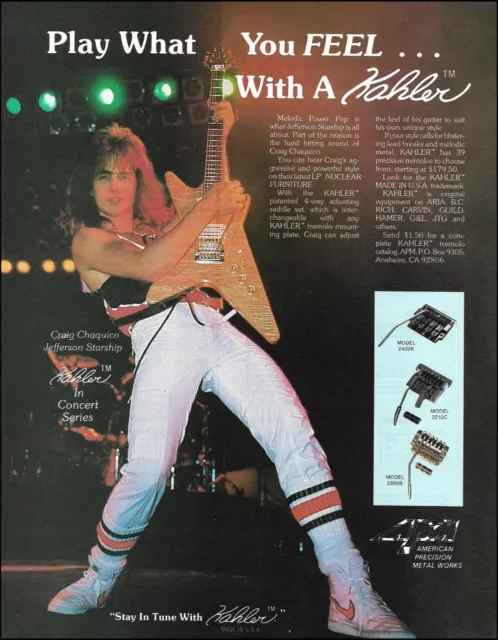 Jefferson Starship Craig Chaquico 1984 Kahler Tremolo in Concert Series ad print