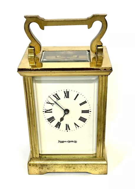 Brass Carriage Mantel Clock Timepiece MAPPIN & WEBB LTD : Working Order