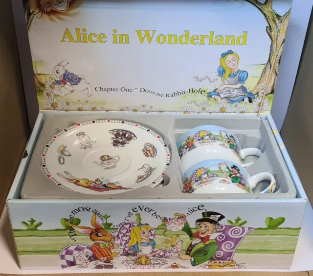 Paul Cardew : Alice in Wonderland : 2 x 8oz cup & saucers : New & Boxed