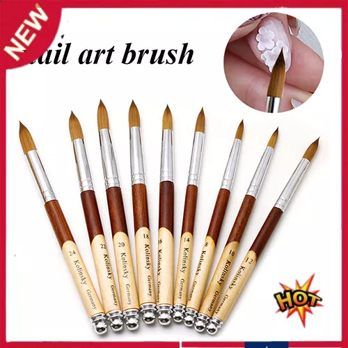 #8-24 Wood Handle Nail Art Brush Draw Polish Painting UV Gel Liner Pen Manicure&