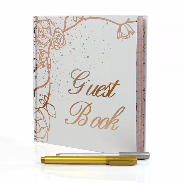 Wedding Guest Book With Pen Photo Guest Book Hard Cover And Heavy Duty(ROSEGOLD)