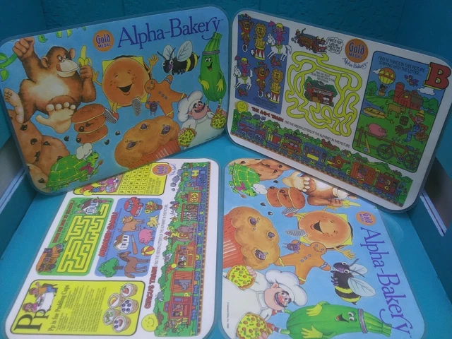 Vtg Gold Medal Alpha-Bakery (4) 2-Sided Laminated Placemats General Mills 1988.