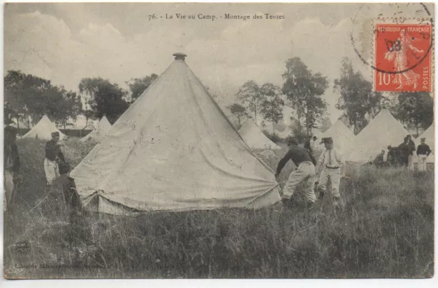 CHALONS SUR MARNE - Marne - CPA 51 - MILITARY LIFE - camp tent mounting
