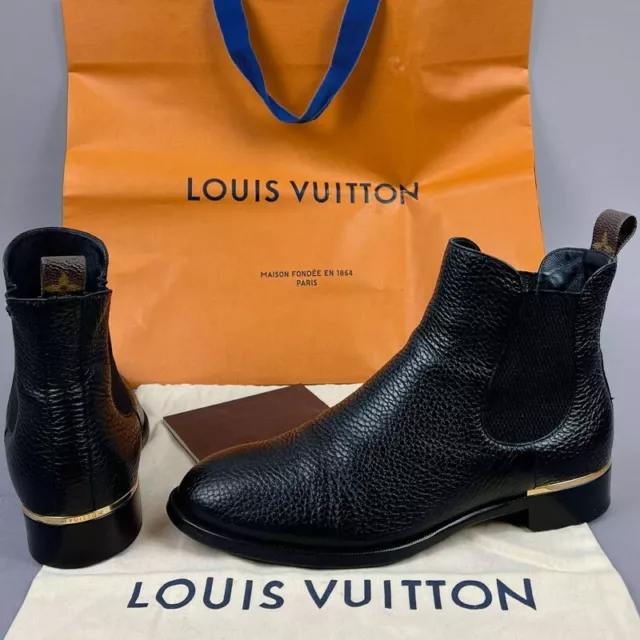 1,7k Louis Vuitton Digital Gate Black Leather LV Logo Ankle Boots