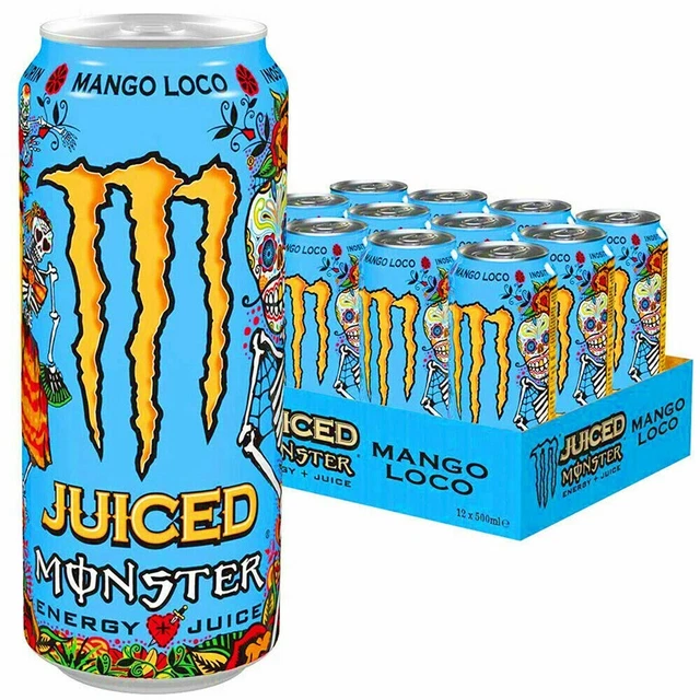 MONSTER ENERGY DRINK Mango Loco Juice 500ml PACK OF 12 EXPIRED 31/12