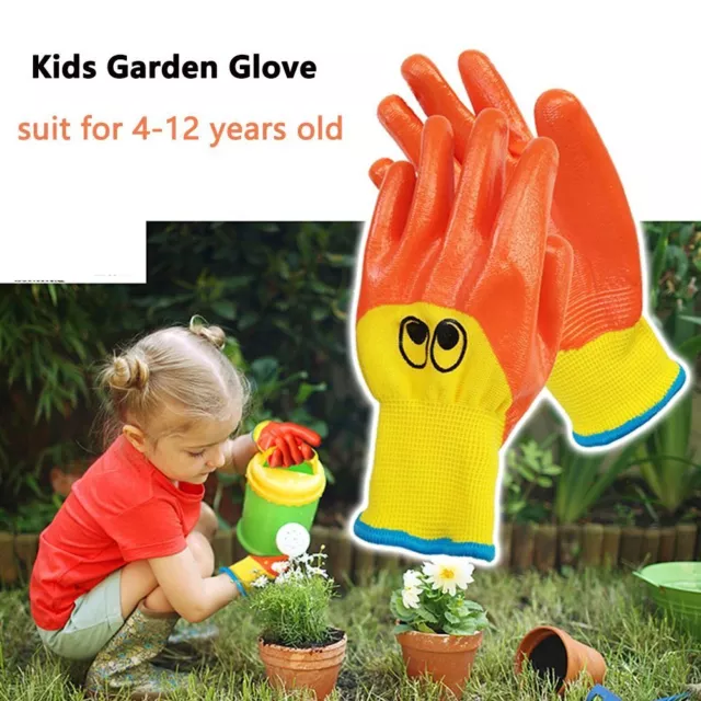 1 Pair Kids Gardening Gloves for Childrens Girls Boys Waterproof Garden Gloves