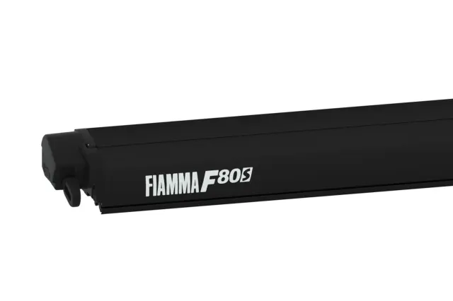 Fiamma F80s Markise Gehäusefarbe Deep Black Tuchfarbe Royal Grey