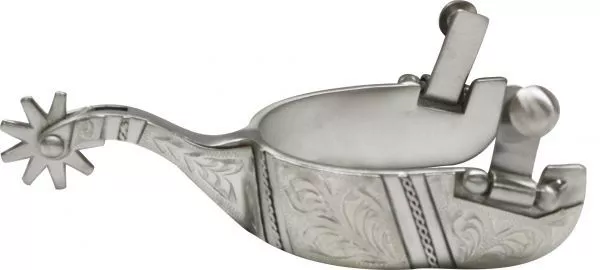 Engraved Polished Stainless Steel Western Saddle Horse Show Spurs Adult Size