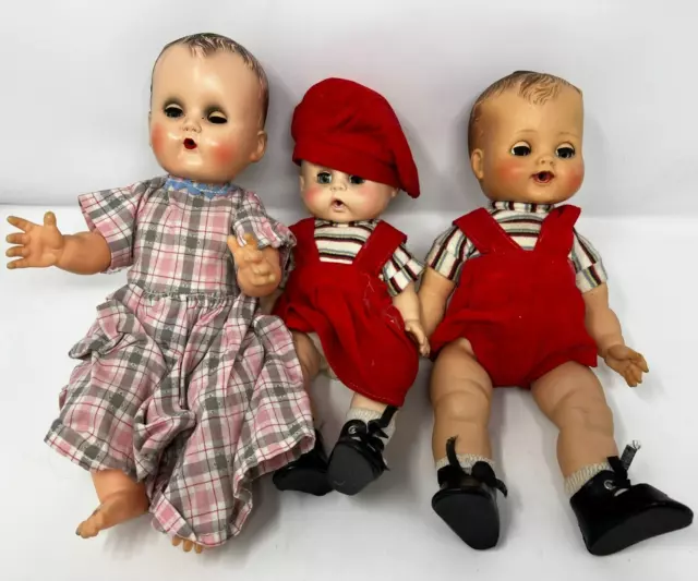 Set Of 3 Ideal 80's 12-15 Inches Tiny Baby Doll & Outfit-Vinyl