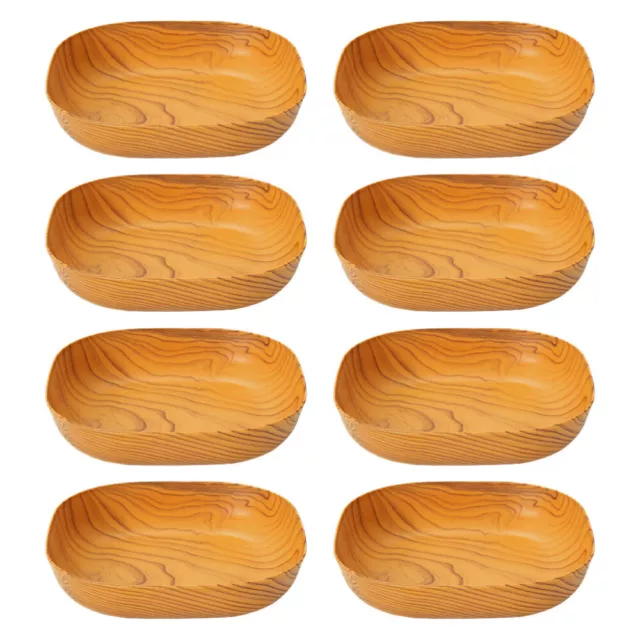 Plastic Wood Grain Serving Plates - Set of 8 for Home, Hotel, Restaurant