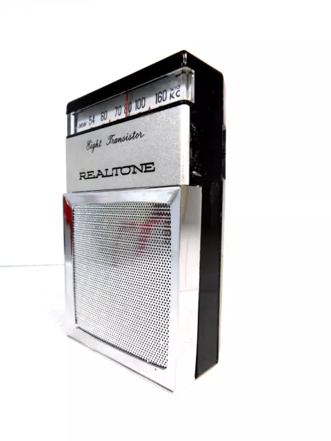 VINTAGE 1950s OLD ART DECO ANTIQUE REALTONE CHROME MID CENTURY TRANSISTOR RADIO