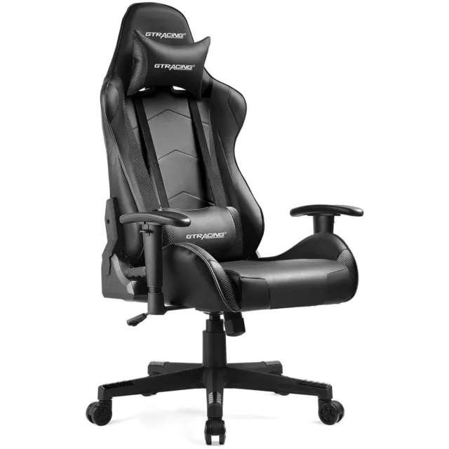 Gaming Chair Office Chair PU Leather with Adjustable Headrest and Lumbar Pillow
