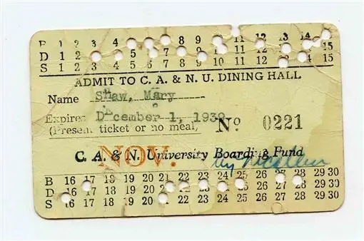 Colored Agriculture & Normal University Dining Hall Card 1939 Langston Oklahoma