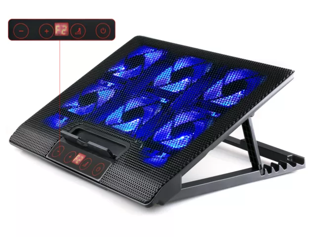 NOTEBOOK LAPTOP KÜHLER COOLER KÜHLPAD STÄNDER 6 x LED LÜFTER | Für 10 - 17 ZOLL