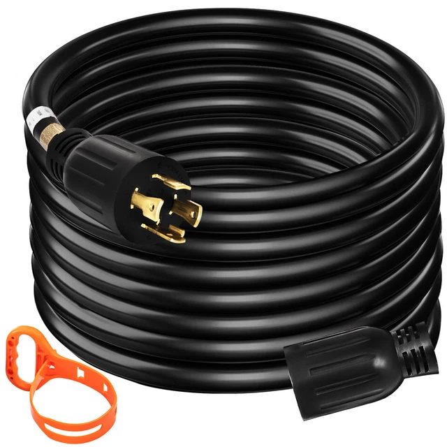 50ft 30Amp Generator Extension Cord 4 Wire No. 10 125V 250V Twist Lock Connector