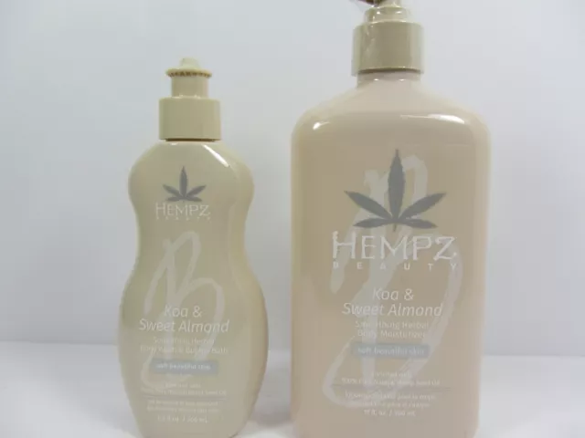 HEMPZ KOA & SWEET ALMOND HERBAL BODY MOISTURIZING LOTION with 6.7 oz BODY WASH! HEMPZ KOA & SWEET ALMOND HERBAL BODY MOISTURIZING LOTION with 6.7 oz BODY WASH!