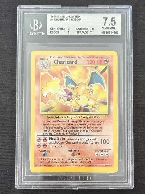 POK MON 1999 BASE Set Unlimited 4 Charizard Holo R BGS 7 5 EUR 242 80 POK MON 1999 BASE Set Unlimited 4 Charizard Holo R BGS 7 5 EUR 242 80