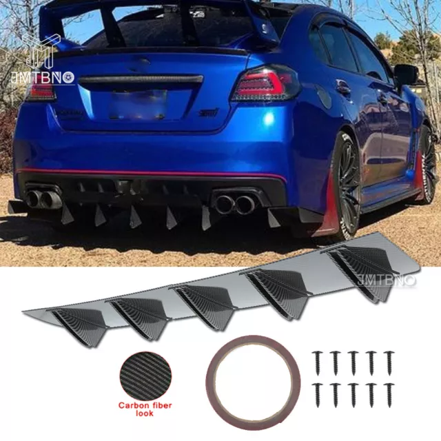 For Subaru WRX STI Car Rear Diffuser Bumper Fins Spoiler Lips Carbon Fiber Look