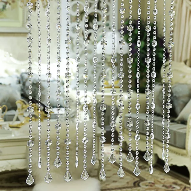 1M Crystal Beads Single String Divider Curtains Door Living Room Home Curtains